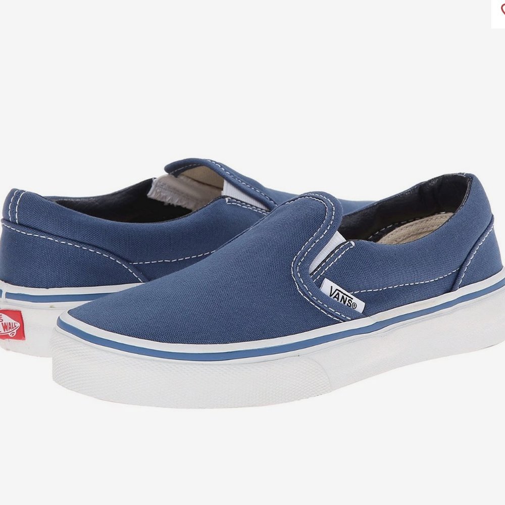 Vans Classic Slip On, Boys Size 3.5, True Navy + White